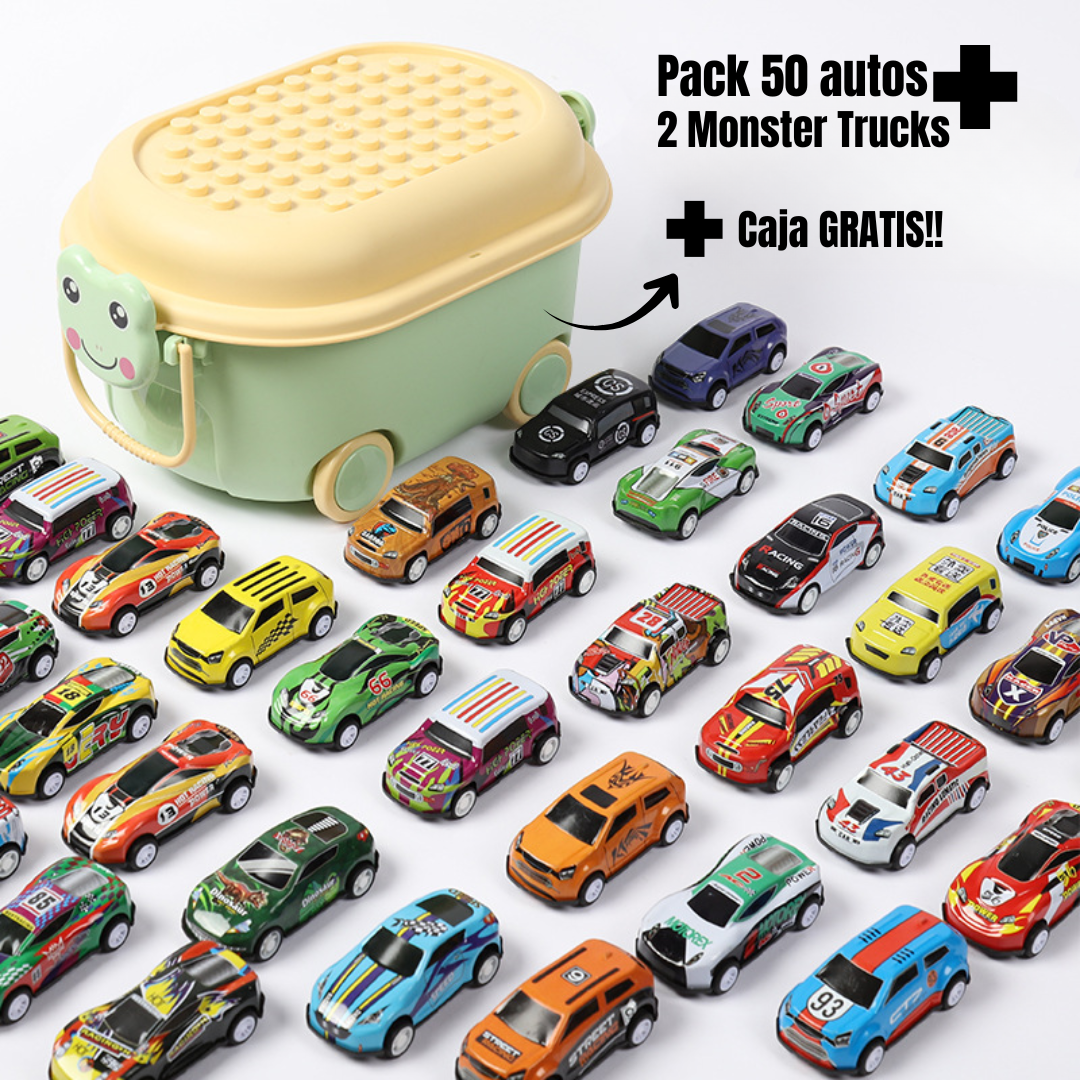 Pack 50 Autos + 2 Monster Truck + Caja de Regalo GRATIS!!
