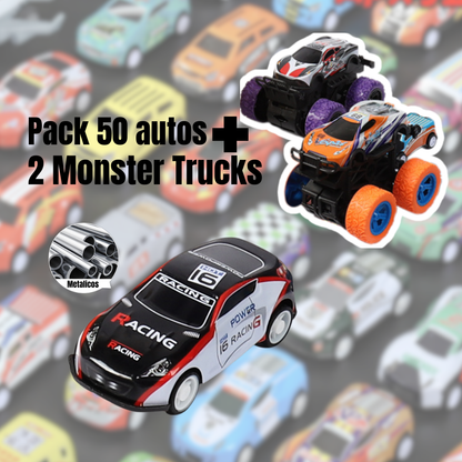Pack 50 Autos + 2 Monster Truck + Caja de Regalo GRATIS!!