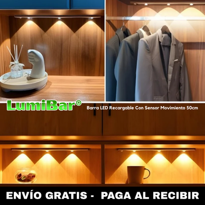 LumiBar™ - Barra LED Recargable Con Sensor Movimiento 40cm