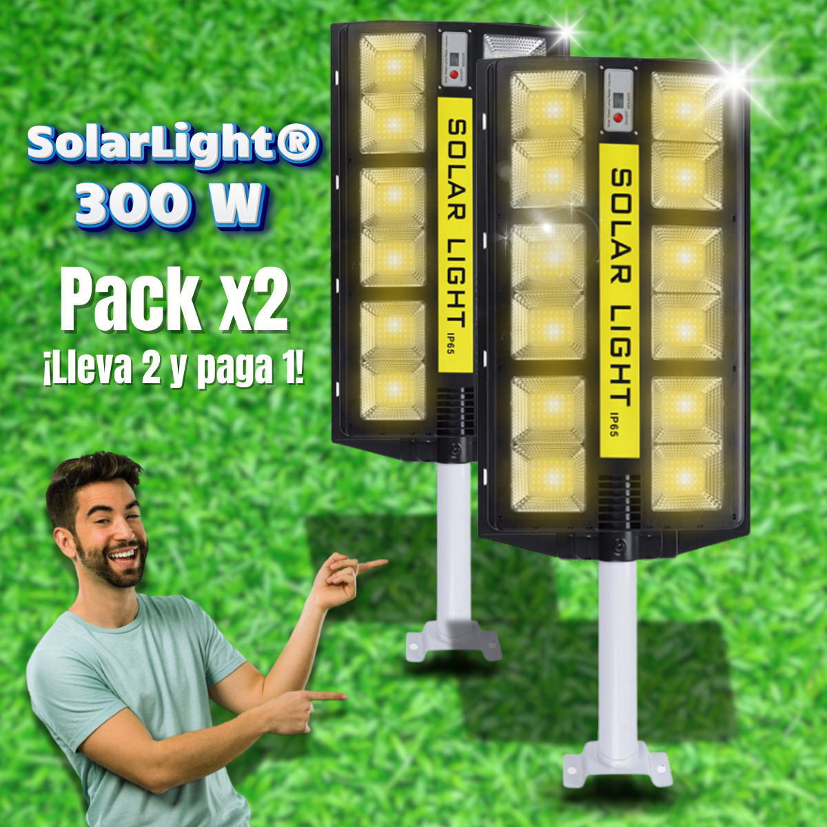 SolarLight® Pack x2 Focos 300W ¡Lleva 2 y paga 1! + ¡Envío Gratis!