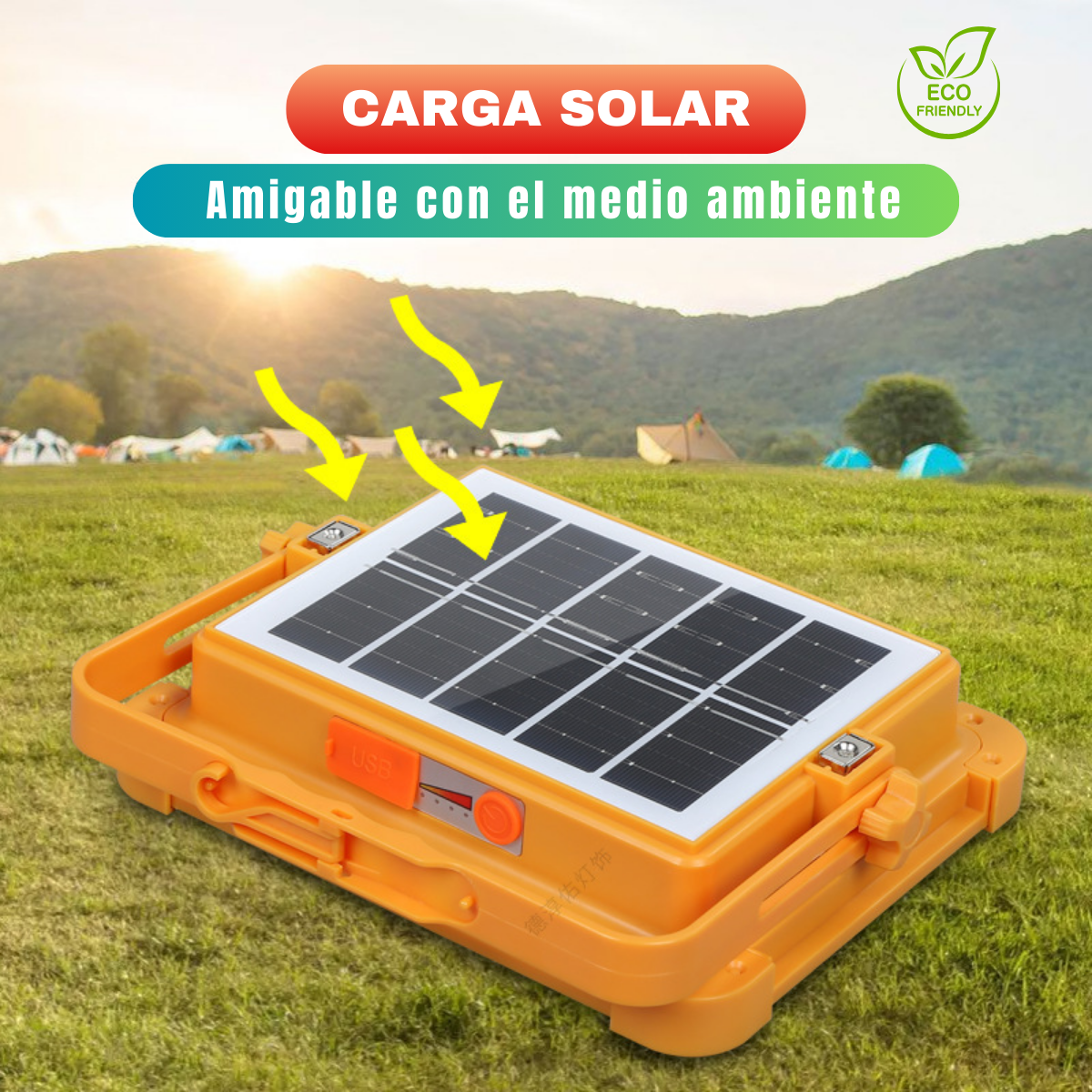 Foco Solar Led Reflector 500W Con Power Bank y 4 Modos de Iluminación + Envío Gratis!